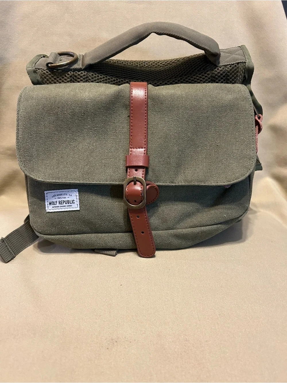 Wolf Republic 2025 Fox Dog Saddleback Harness green Canvas & Leather Straps.